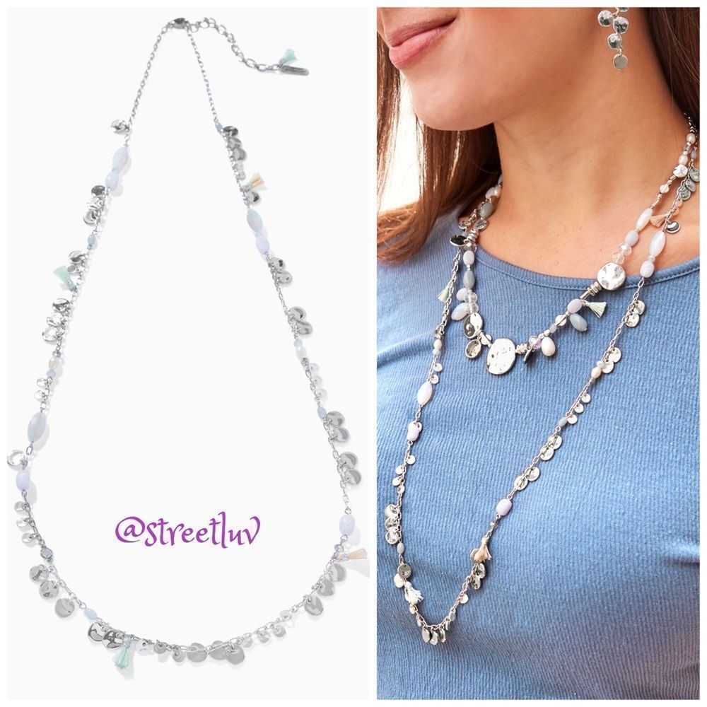 Stella & Dot Metal Bubbles Long Strand Necklace - Silver